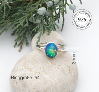 Ring mit blauem Opal aus Äthiopien
