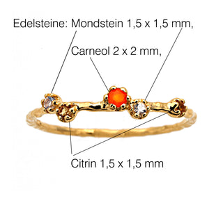 Ring mit Mondstein, Citrin und Carneol