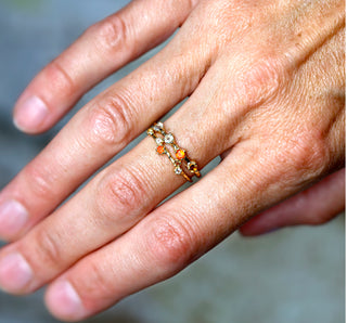 Ring mit Mondstein, Citrin und Carneol