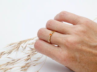 Ring mit Carneol, Citrin und Labradorit