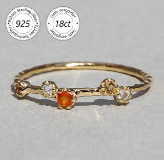 Ring mit Mondstein, Citrin und Carneol