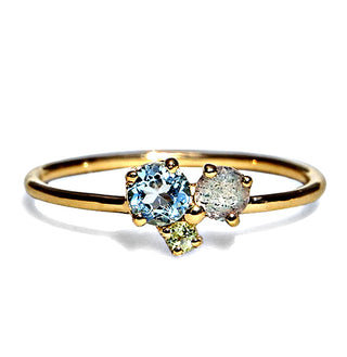 Ring mit Prehnit, Labradorit und Topas