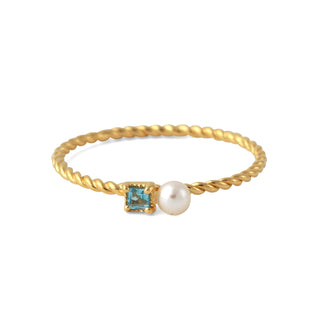 Ring mit echtem Topas und einer Süsswasser Zuchtperle