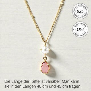 Collier "Duett Perle & Rosenquartz"