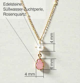 Collier "Duett Perle & Rosenquartz"