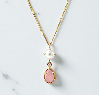 Collier "Duett Perle & Rosenquartz"