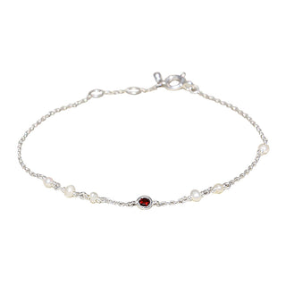 Armband mit echtem Granat und Süsswasser Zuchtperlen