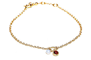 Armband mit echtem Granat und einer Süsswasser Zuchtperle