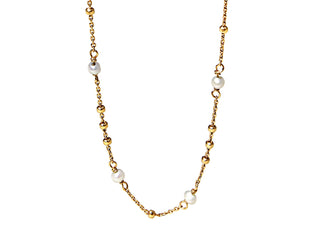 Collier mit Süsswasser Zuchtperlen, vergoldet
