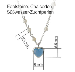 Collier mit Chalcedon und Süßwasser Zuchtperlen