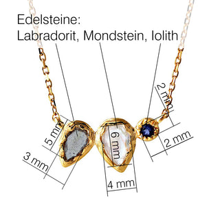 Collier mit Mondstein, Labradorit und Iolith