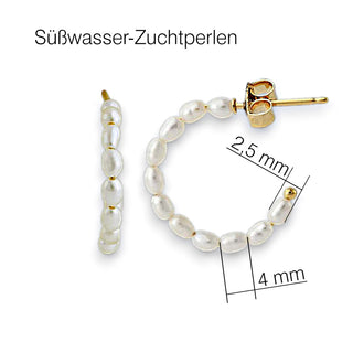 Perlencreolen, vergoldet