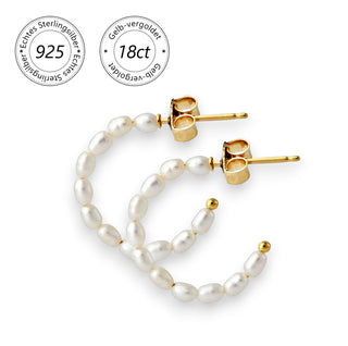 Perlencreolen, vergoldet