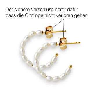 Perlencreolen, vergoldet