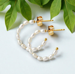 Perlencreolen, vergoldet