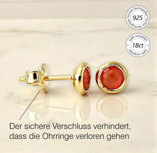 Ohrstecker "Feine Flächen" mit Carneol, vergoldet