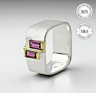 Ring "Geometra Duo" mit Rhodolith