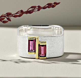 Ring "Geometra Duo" mit Rhodolith