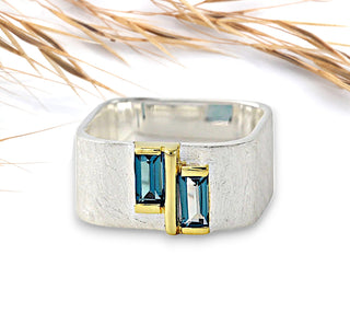 Ring "Geometra Duo" mit London Topas