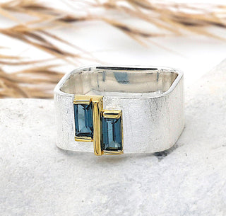 Ring "Geometra Duo" mit London Topas