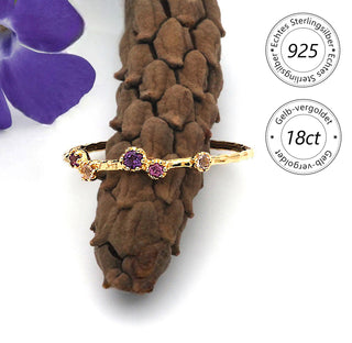 Ring "Streuung der Sterne" mit Amethyst, Rhodolith, Rosenquarz