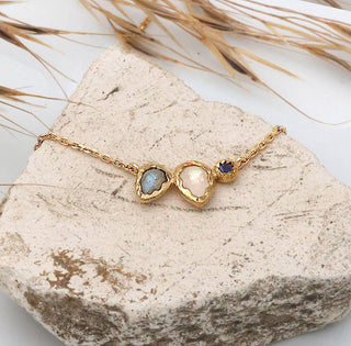 Collier mit Mondstein, Labradorit und Iolith