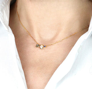 Collier mit Mondstein, Labradorit und Iolith