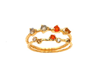 Ring mit Carneol, Citrin und Labradorit