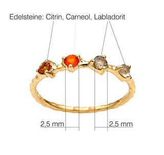 Ring mit Carneol, Citrin und Labradorit