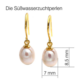 Ohrhänger "Weiße Tropfen" klein, vergoldet