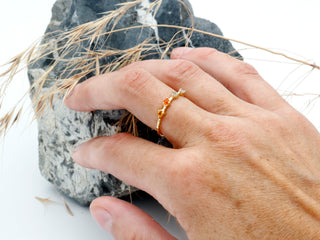 Ring mit Carneol, Citrin und Labradorit