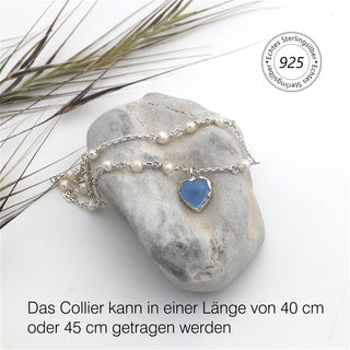 Collier mit Chalcedon und Süßwasser Zuchtperlen