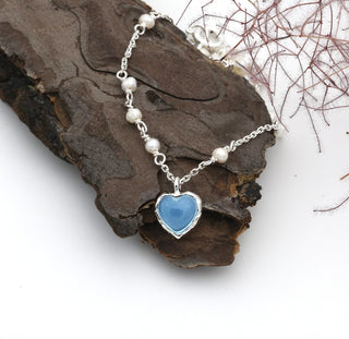 Collier mit Chalcedon und Süßwasser Zuchtperlen