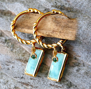 Creolen mit Amazonit und grünem Onyx