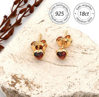 Ohrstecker "Herzchen" mit echtem Granat
