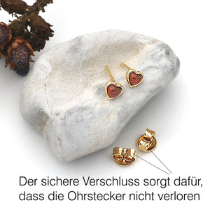 Ohrstecker "Herzchen" mit echtem Granat