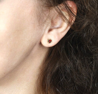 Ohrstecker "Herzchen" mit echtem Granat