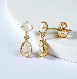 Ohrringe "Duett Perle & Mondstein"