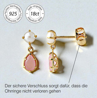 Ohrringe "Duett Perle & Rosenquartz"