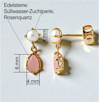 Ohrringe "Duett Perle & Rosenquartz"