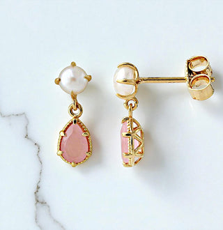 Ohrringe "Duett Perle & Rosenquartz"