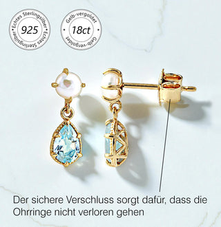 Ohrringe "Duett Perle & Topas"