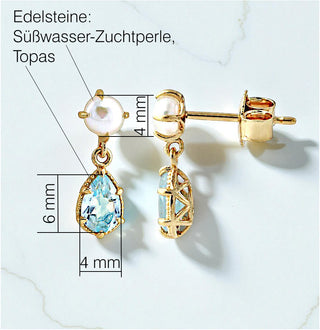 Ohrringe "Duett Perle & Topas"