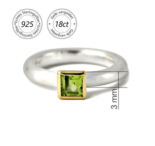 Ring "Quadrat" mit einem Peridot