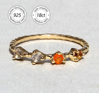 Ring mit Carneol, Citrin und Labradorit