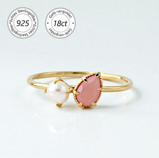 Ring "Duett Perle & Rosenquartz"