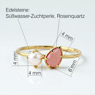 Ring "Duett Perle & Rosenquartz"