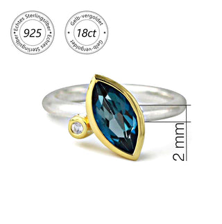 Ring vergoldet mit London Topas und Bergkristall