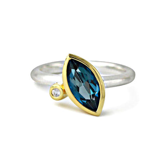 Ring vergoldet mit London Topas und Bergkristall
